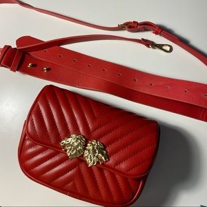 ZARA red bag with strap and belt strap